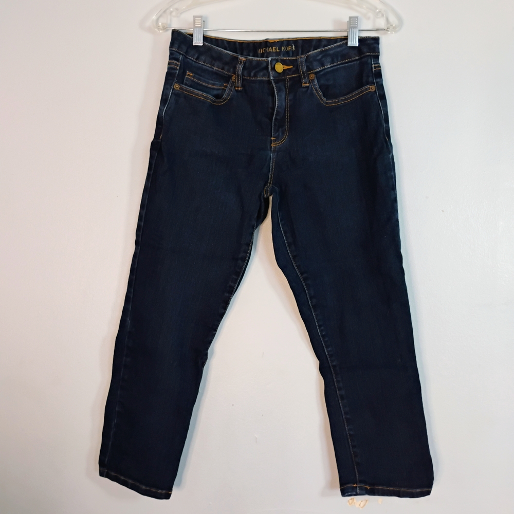Michael Kors Capri Jeans Size 6 Blue Dark Washed Casual Cropped Summer Pants